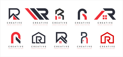 Alphabet letters Initials Monogram logo PR RP P R. Letter R PR P Logo Set vector. - obrazy, fototapety, plakaty