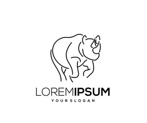 Single Line Rhino Mascot