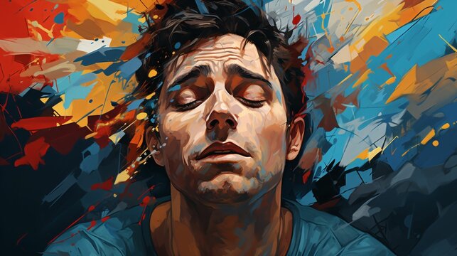 santé mentale, conscience et mal être, illustration conceptuel sur la dépression, ia générative