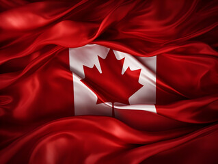 Canada national flag background,  Canadian flag weaving made by silk cloth fabric, Canada background, ai generated image