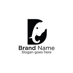 Logo branding for company website or creative minimal letter d + elephant logo design