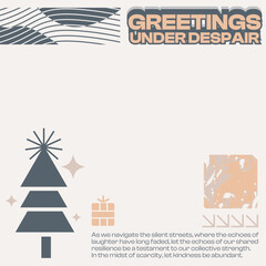 Minimal Color of Dystopian Christmas Greeting Card Template, Brutalism Type