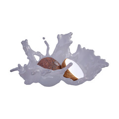 Realistic 3D render of coconut best for commercial and Design purpose