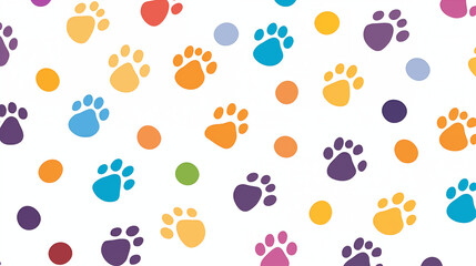 Pawfectly Adorable: Cute Dog Foot Pattern in Colorful Cartoon Style