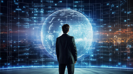 Futuristic Tech Connection: AI Chat with Global Internet Graphics