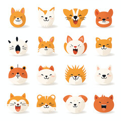 Fototapeta premium Crisp Facial Details: Minimalist and Abstract Animal World Icons