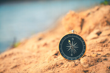 Travel of tourists with compass. compass of tourists.