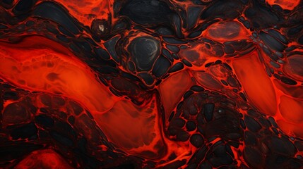 An epoxy wall texture resembling molten lava, with vibrant reds and blacks meeting in intricate...