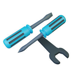 3D Rendered Screwdrive and Wrench Isolated on The Transparant Background