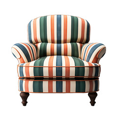 striped pattern textile armchair isolated on transparent background