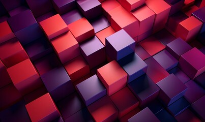 Abstract cubic purple red background, 3d style, cubism.