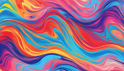 Obraz premium Abstract marbled acrylic paint ink painted waves painting texture colorful background banner - Bold colors, rainbow color swirls wave
