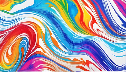 Obraz premium Abstract marbled acrylic paint ink painted waves painting texture colorful background banner - Bold colors, rainbow color swirls wave
