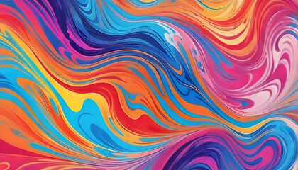 Fototapeta na wymiar Abstract marbled acrylic paint ink painted waves painting texture colorful background banner - Bold colors, rainbow color swirls wave