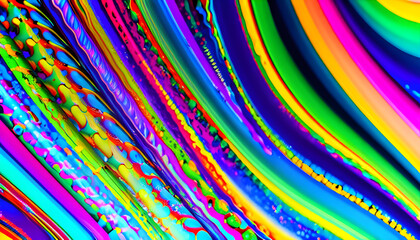 Abstract marbled acrylic paint ink painted waves painting texture colorful background banner - Bold colors, rainbow color swirls wave