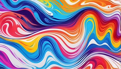 Obraz premium Abstract marbled acrylic paint ink painted waves painting texture colorful background banner - Bold colors, rainbow color swirls wave