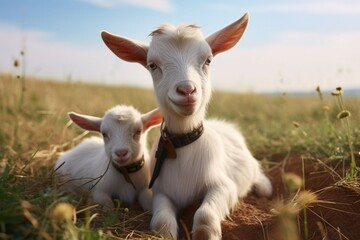 Cute Little baby goat in the field
