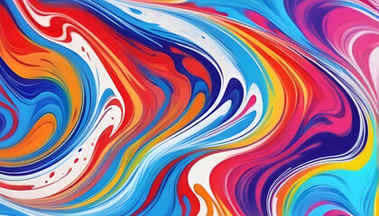 Abstract marbled acrylic paint ink painted waves painting texture colorful background banner - Bold colors, rainbow color swirls wave
