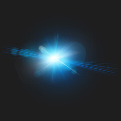 Glow Star. Light glowing effect. Transparent Sun rays