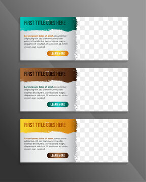 Brush strokes infographics options banner element. Vector illustration with space for photo. can be used for workflow layout, diagram, number options, web design. three steps information.