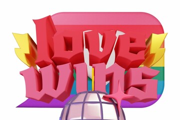 3d Pride text and icon proud isolated white background. 3d rendering  - obrazy, fototapety, plakaty