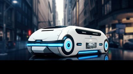 Fototapeta premium Futuristic EV Car Technology - Pioneering the Next Generation of Eco Friendly Transportation.