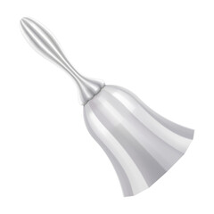 Silver Bells. Shiny Metal handbell of Decoration Christmas Holiday. isolated on a white background. Realistic 3d Vector illustration