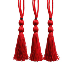 Red tassel isolated on transparent background, png