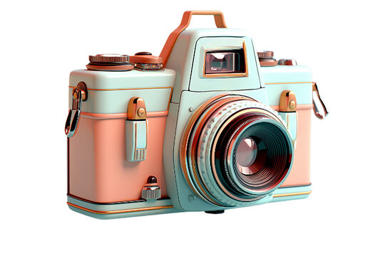 Vintage camera watercolor isolated on png background. Photography concept, hipster design elements. illustration transparent background Generative Ai