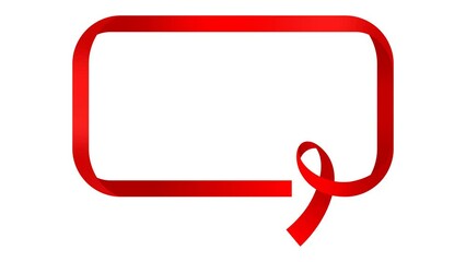 Red ribbon form into square frame animation on white background for world aids day awareness - Powered by Adobe