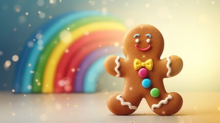 Obraz premium Generative AI, Gingerbread, Jellys, Christmas, Colorful, Vibrant, Festive, Holiday, Sweet, Treat, Cookies, Candies, Decorations, Seasonal, Edible, Delicious, Traditional