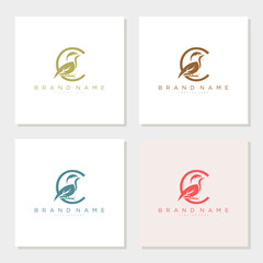 Bird Perch On Letter Logo Design C concept