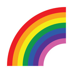 Colorful Rainbow Vector Illustration. Colorful Rainbow icon. Rainbow arc shape, half circle, bright spectrum colors, colorful striped pattern. 