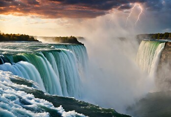Thundering Cascades: Niagara Falls' Powerful Elegance - obrazy, fototapety, plakaty