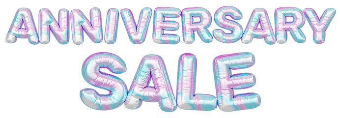 Holographic balloon 3d text. Typography. 3D illustration. Anniversary Sale.