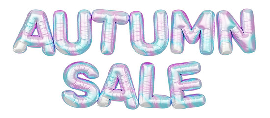 Holographic balloon 3d text. Typography. 3D illustration. Autumn Sale.