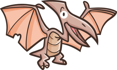 Funny and cute pteranodon ready to fly cartoon illustration © ogieurvil