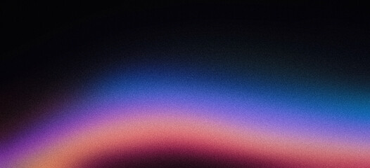 Abstract grainy gradient background purple pink orange black glowing color wave dark backdrop noise texture banner poster header design
