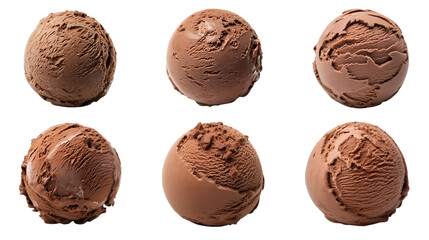 Collection of PNG. Chocolate ice cream ball isolated on a transparent background.