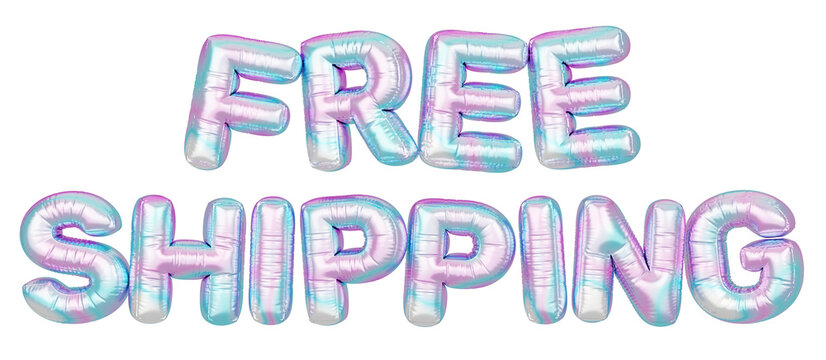 Holographic balloon 3d text. Typography. 3D illustration. Free Shipping.