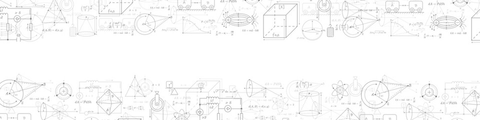 White background from formulas.School formulas in mathematics and physics. Scientific research. Vector , illustration.