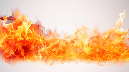 Fiery Passion on White: Dynamic Abstract Flames Burning with Energy - Powerful Heatwave Illustration for Vibrant Backgrounds and Expressive Designs.