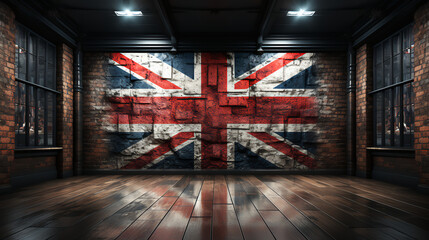 Union Jack flag painted on a wall - old and dated - stylish and cool - Great Britain - England -...