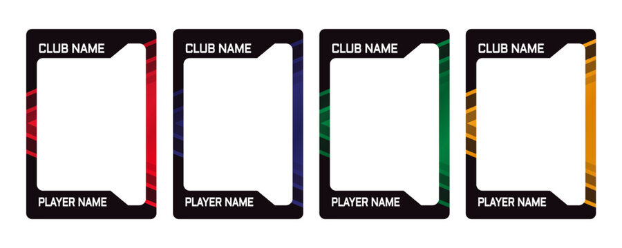 sports and gaming card templates with a combination of solid and black colors 