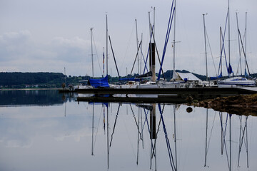 Fototapeta premium Beautiful landscape in an evening mood by the water in the sunshine.