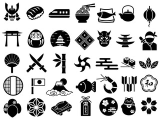 Japanese culture flower symbol sign vector icon illustration design collection