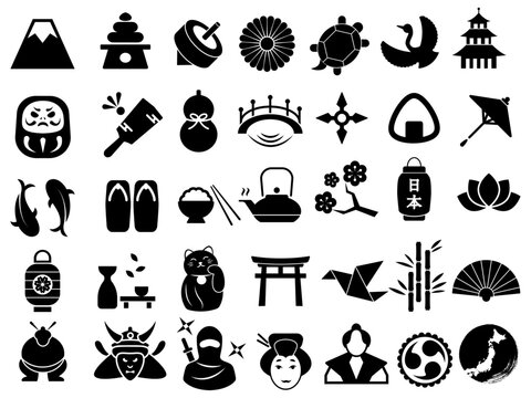 Japanese culture vector icon illustration design collection