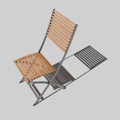 3d rendering wooden chair isolated on white background with sunlight.