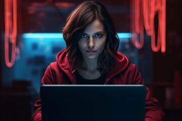 Generative AI portrait of cyberpunk system administrator programmer hacker person