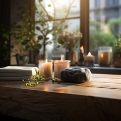 Spa Serenity: Table Set with Aromatic Reed Diffuser and Candles